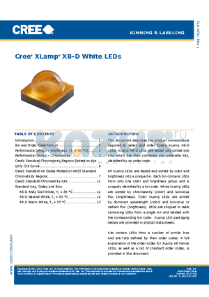 XBDAWT-00-0000-000000F51 datasheet - XLAMP XB-D LED BINNING & LABELING