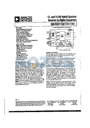 RDC1742412B datasheet - 12- and 14-Bit Hybrid Synchro/ Resolver-to-Digital Converters