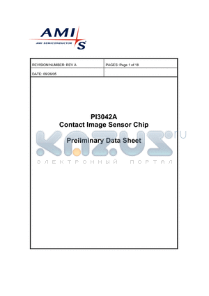PI3042A datasheet - Contact Image Sensor Chip