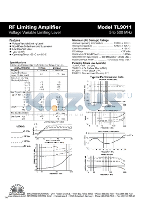 TL9011 datasheet - RF Limiting Amplifier