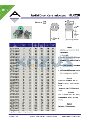 RDC20-122K-RC datasheet - Radial Drum Core Inductors