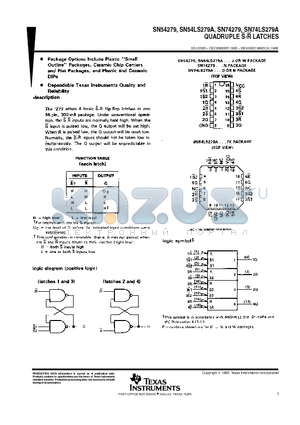 SN54LS279AJ datasheet - QUADRUPLE S-R LATCHES