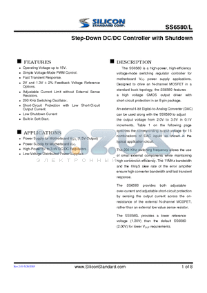 SS6580L datasheet - Step-Down DC/DC Controller with Shutdown