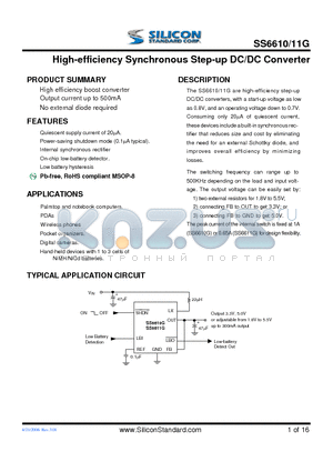 SS6610G datasheet - High-efficiency Synchronous Step-up DC/DC Converter