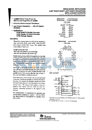SN54LS295B datasheet - 4-BIT RIGHT-SHIFT LEFT-SHIFT REGISTERS WITH 3-STATE OUTPUTS