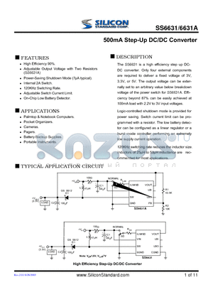 SS6631-3CSTB datasheet - 500mA Step-Up DC/DC Converter