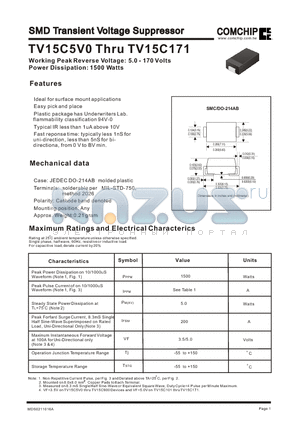 TV15C200JB datasheet - SMD Transient Voltage Suppressor