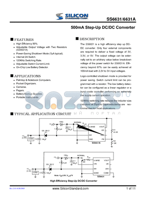 SS6631-ACNTR datasheet - 500mA Step-Up DC/DC Converter