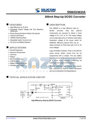 SS6633-5CNTR datasheet - 200mA Step-Up DC/DC Converter