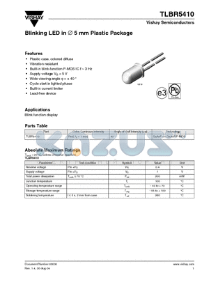 TLBR5410 datasheet - Blinking LED in 5 mm Plastic Package