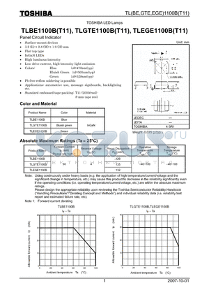 TLBE1100B datasheet - Panel Circuit Indicator