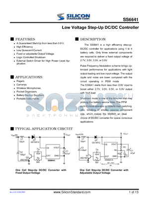 SS6641-27COTR datasheet - Low Voltage Step-Up DC/DC Controller
