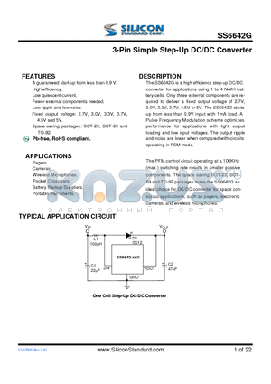 SS6642-33GZTB datasheet - 3-Pin Simple Step-Up DC/DC Converter