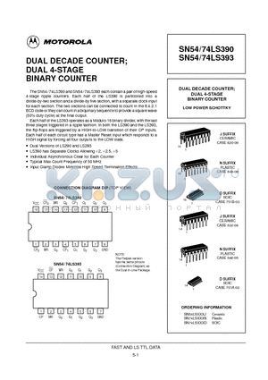 SN54LS393J datasheet - DUAL DECADE COUNTER; DUAL 4-STAGE BINARY COUNTER