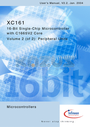 XC161 datasheet - 16-Bit Single-Chip Microcontroller with C166SV2 Core Volume 2 (of 2): Peripheral Units