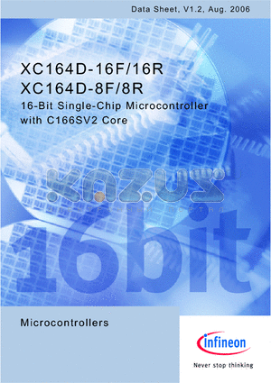 XC164D-16F datasheet - 16-Bit Single-Chip Microcontroller with C166SV2 Core