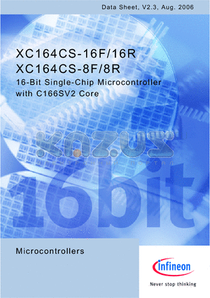 XC164CS-8R datasheet - 16-Bit Single-Chip Microcontroller with C166SV2 Core
