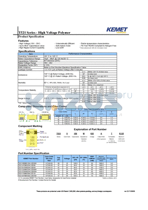 T521V476M020AE090 datasheet - T521 Series - High Voltage Polymer