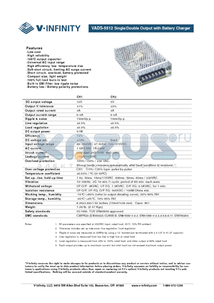 VADS-5512 datasheet - Single/Double Output with Battery Charger