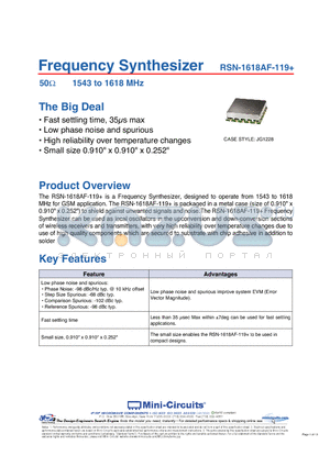 RSN-1618AF-119 datasheet - Frequency Synthesizer