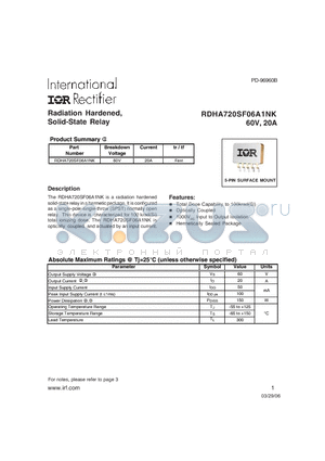 RDHA720SF06A1NK datasheet - RDHA720SF06A1NK 60V, 20A