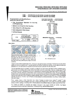 SN54LS668W datasheet - SYNCHRONOUS 4-BIT UP/DOWN COUNTERS