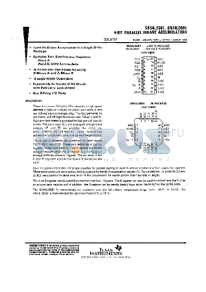 SN54LS681 datasheet - 4-BIT PARALLEL BINARY ACCUMULATORS