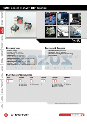 RDMBC16R2R datasheet - rDm SerieS rotary Dip Switch