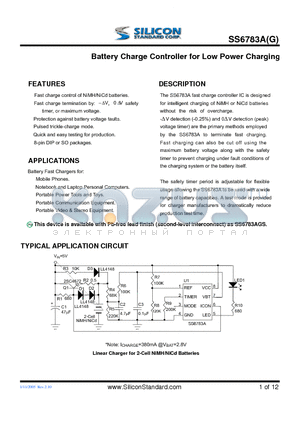 SS6783ACNTR datasheet - Battery Charge Controller for Low Power Charging
