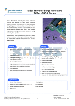 TVB025RSC-L datasheet - SiBar Thyristor Surge Protectors