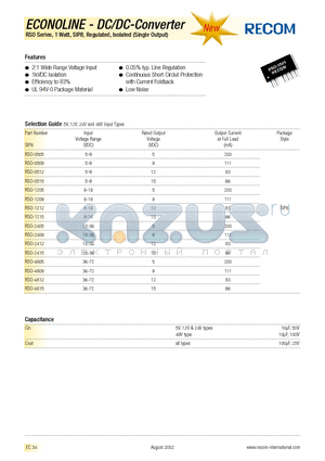 RSO-4812 datasheet - ECONOLING - DC/DC - CONVERTER