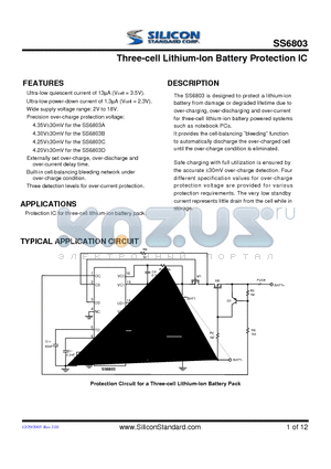 SS6803BCSTR datasheet - Three-cell Lithium-Ion Battery Protection IC