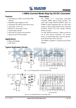 SS6896CGBG datasheet - 1.4MHz Current-Mode Step-Up DC/DC Converter