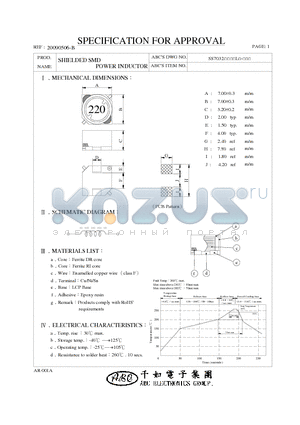 SS7032102ML datasheet - SHIELDED SMD POWER INDUCTOR
