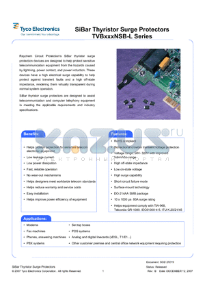 TVB320NSB-L datasheet - SiBar Thyristor Surge Protectors