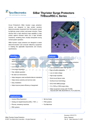 TVB400RSC-L datasheet - SiBar Thyristor Surge Protectors