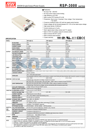 RSP-3000-12 datasheet - 3000W Single Output Power Supply
