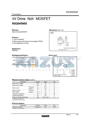 RSQ045N03 datasheet - 4V Drive Nch MOSFET