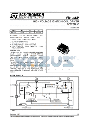 VB125 datasheet - HIGH VOLTAGE IGNITION COIL DRIVER POWER IC