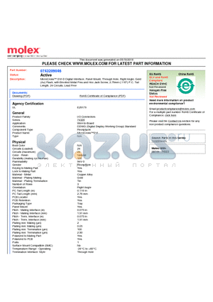 SD-74320-034 datasheet - MicroCross DVI-D Digital Interface