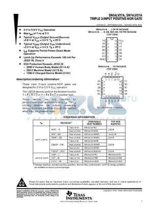 SN54LV27A datasheet - TRIPLE 3-INPUT POSITIVE-NOR GATE