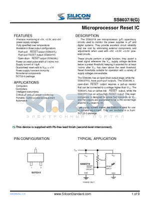 SS8037H263GT71 datasheet - Microprocessor Reset IC