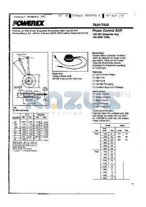 T6201030 datasheet - Phase Control SCR (150-300 Amperes 100-1600 Volts)