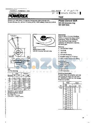 T6251025 datasheet - Phase Control SCR (250-400 Amperes 100-1200 Volts)