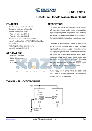 SS811-23CV datasheet - Reset Circuits with Manual Reset Input