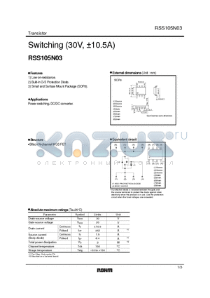 RSS105N03 datasheet - Switching (30V, /-0.5A)