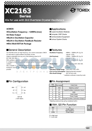 XC2163E51ZML datasheet - ICs for use with 3rd Overtone Crystal Oscillators