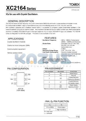 XC2164A51DCT datasheet - ICs for use with Crystal Oscillators