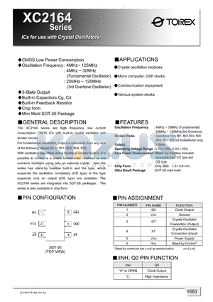 XC2164A51V datasheet - CMOS Low Power Consumption