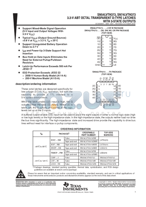 SN54LVTH373_07 datasheet - 3.3-V ABT OCTAL TRANSPARENT D-TYPE LATCHES WITH 3-STATE OUTPUTS